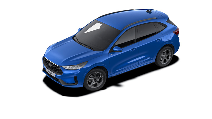 Blauer SUV in der Ansicht von oben, moderne Designmerkmale, elegante Linien und sportliche Optik.