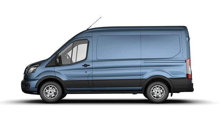 Seitenansicht eines blauen Kastenwagens, ideal für Transport und Lieferungen.